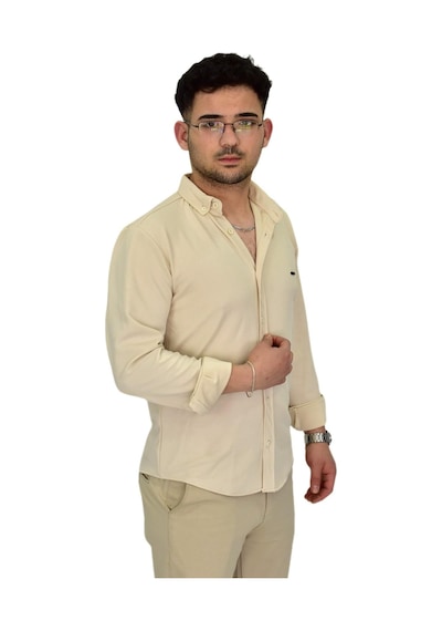 Erkek Likralı Spor Silim Fit Gömlek Bgl-st04332 Taş