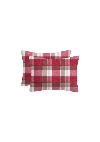 %100 Pamuklu Flanel Kumaşından Fermuarlı Yastık Kılıfı 50x70 2 Adet Kırmızı