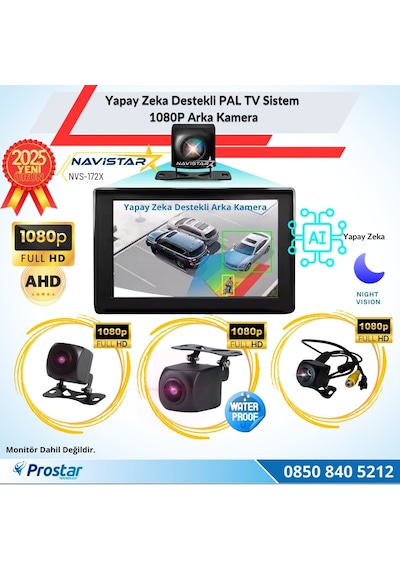 Yapay Zeka Özellikli Arka Görüş Kamerası Ahd 1080p Pal Sesli İkazlı Dc 12v