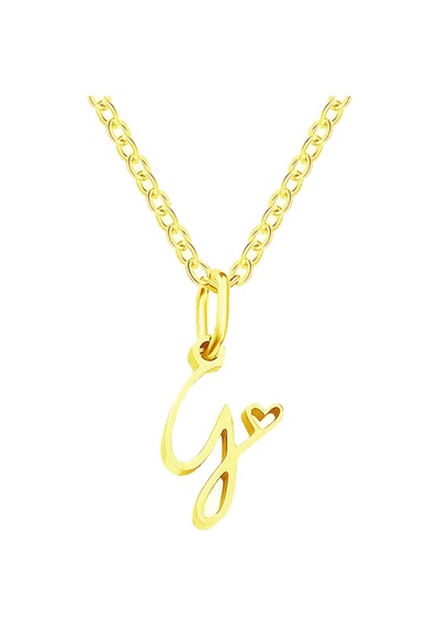 Azuris Silver 925k Gümüş El Yazisi Kalpli G Harfi Harfli Kolye Gold