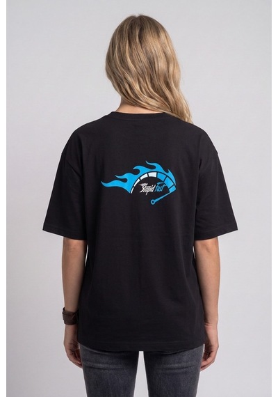 Black Nova Oversize Baskılı Unisex %100 Pamuk T-shirt Stupid Fast Siyah