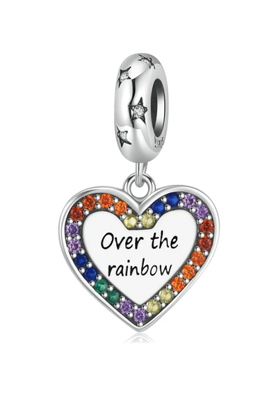 Fubena Over The Rainbow Yazılı Kalp Sallantılı Charm