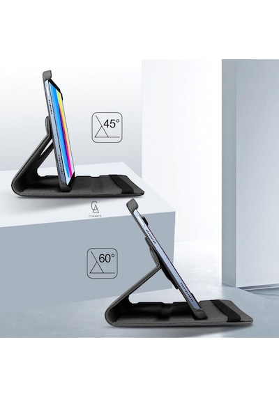 Apple Uyumlu iPad, A16 11.nesil A3354-a3355 Dönebilen Tablet Kılıfı + Ekran Koruyucu + Tablet Kalemi Kapaklı Kılıf