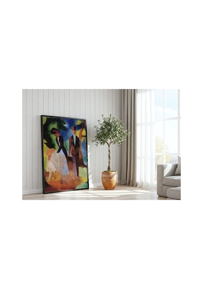Modern Sanat Macke Mavi Göl Kıyısında İnsanlar Çerçevesiz Poster 21x30 Cm A4 Tablo Modern Sanat