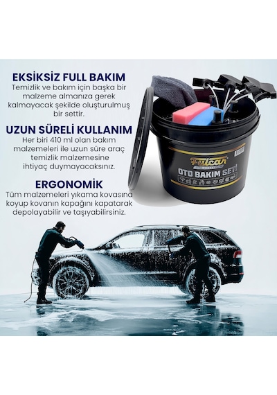 Upway 12 Parça Fulcar Yıkama Kovalı Full Oto Temizlik Ve Araç Bakım Seti