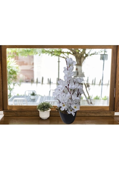 Saksıda Bahardalı 4lü Set Dekoratif Rengarenk Yapay Çiçek