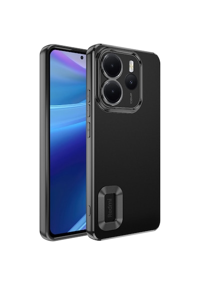 Xiaomi Redmi Note 14 4g Kılıf Kamera Korumalı Logo Gösteren Zore Omega Kapak Siyah