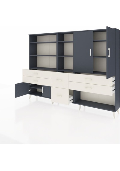 Arges Dolap 10 Raflı 6 Çekmeceli 4 Kapaklı 220x30x163 Antrasit-an Antrasit-antrasit/aytaşı Arges Dolap 10 Raflı 6 Çekmeceli 4 Kapaklı 220x30x163 Antrasit-an Antrasit-antrasit/aytaşı