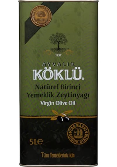 Ayvalık Köklü Zeytincilik Taş Baskı Soğuk Sıkım Naturel Birinci Yemeklik Ayvalık Zeytinyağı Teneke 5 L
