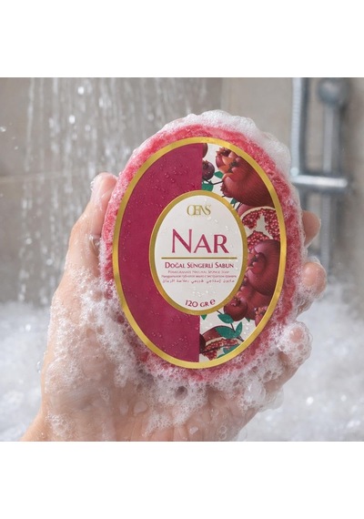 Lexroo Nar Doğal Süngerli Sabun, Vücut Temizliği, Nar Kokulu, 120 Gram, Paraben İçermez