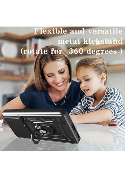 Infinix Hot 50 Pro Plus Uyumlu Tank Kılıf Yüzüklü Standlı Extra Koruma Zırhlı Kapak - Lacivert