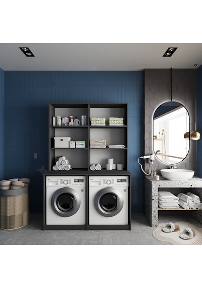 Maven Çamaşır Ve Kurutma Makinesi Dolabı Banyo Dolabı Füme Beyaz Füme - Beyaz