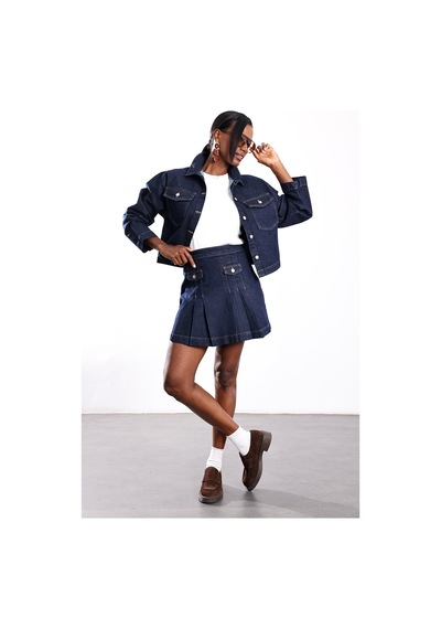 5in1Canpolat Lacivert Denim Etek Ceket Takım 0001