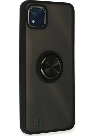 Newface Realme C11 2021 Kılıf Montreal Yüzüklü Silikon Kapak - Siyah
