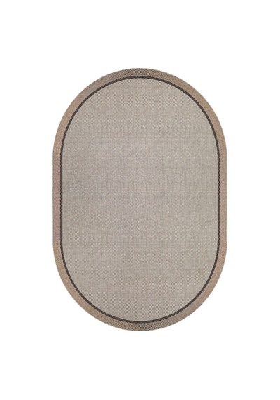 Natura Sisal Hasır Görünümlü Çift Bordürlü Oval Halı Ntr24 Natural