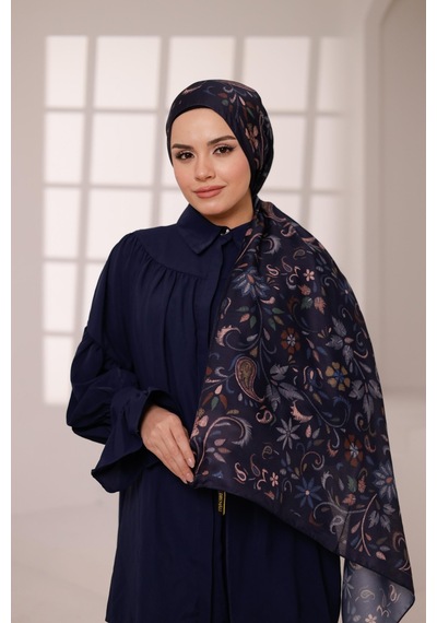 Mimiyum Rüya Desen-soft Şal Lacivert Çok Renkli