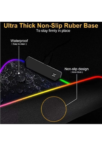 Miaxtreme 90x40 Rgb Dünya Desenli Mouse Pad Led Işıklı Su Geçirmez Dünya Desen Gaming Mousepad 90x40