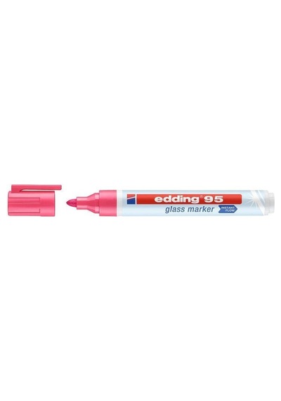95 Glass Marker Cam Kalemi Neon Pembe Renkli
