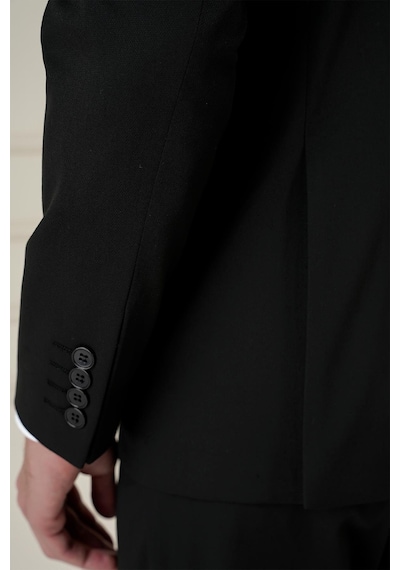 Efor Slim Fit Çift Yırtmaç Düz Siyah Klasik Takım Elbise Tk 913 Siyah