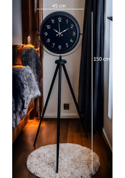 Sade Siyah Tripod Ayaklı Saat Çok Renkli