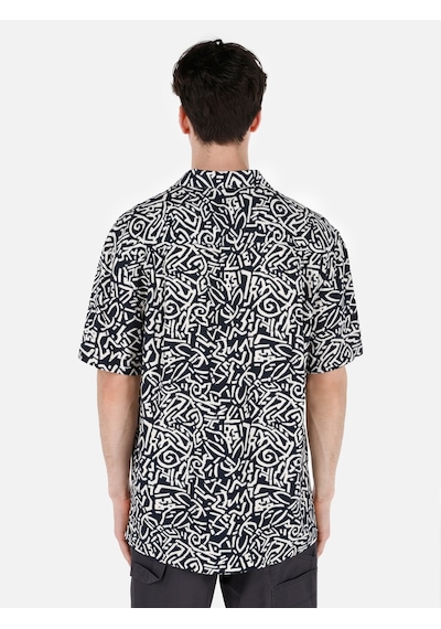 Colin's Colins Regular Fit Shirt Yaka Desenli Lacivert Erkek Kısa Kol Gömlek Cl1067545 Q1.v1 Nav Lacivert