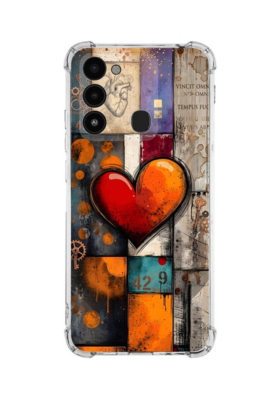 Printify Tecno Spark 8c İle Uyumlu Düşlerin Dansı Serisi Zamanın Kalbi Tasarımlı Uv Baskılı Köşe Korumalı Antişok Kılıf Şeffaf