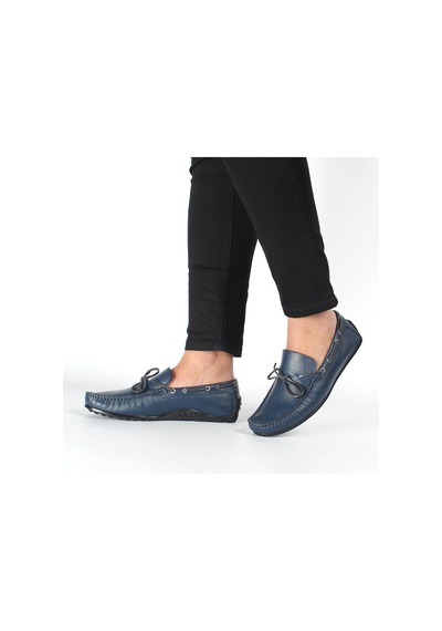 Erkek Lacivert Deri Loafer