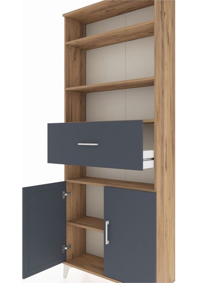 Arges Dolap 5 Raflı Tek Çekmeceli 2 Kapaklı 88x30x221 Çam-ant... Çam