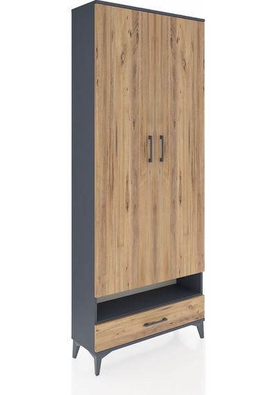 Arges Dolap 6 Raflı Tek Çekmeceli 2 Kapaklı 88x30x221 Antrasit-çam Antrasit Arges Dolap 6 Raflı Tek Çekmeceli 2 Kapaklı 88x30x221 Antrasit-çam Antrasit