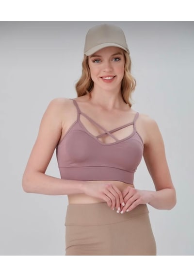 Ön Çapraz Askılı Crop Bluz - S504579 Pembe