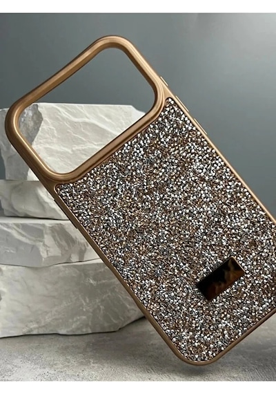 Apple iPhone Uyumlu 17 Pro Max Sw İnce Taşlı Premium Kılıf Bronz