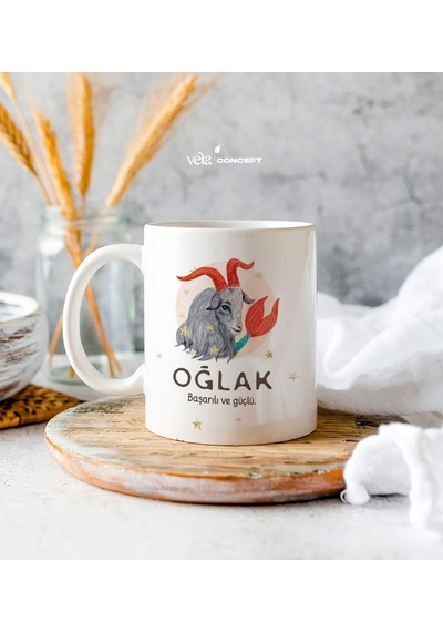 Kişiye Özel Oğlak Burç Beyaz Kupa Bardak