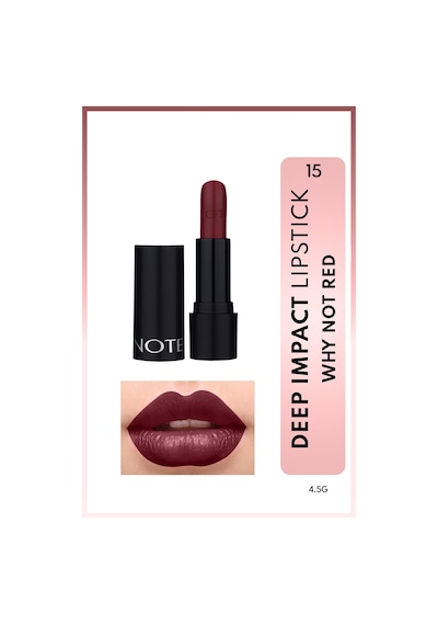Note Cosmetique Deep Impact Lipstick Kremsi Dokulu Yarı Parlak Ruj 15 Why Not Red - Kırmızı