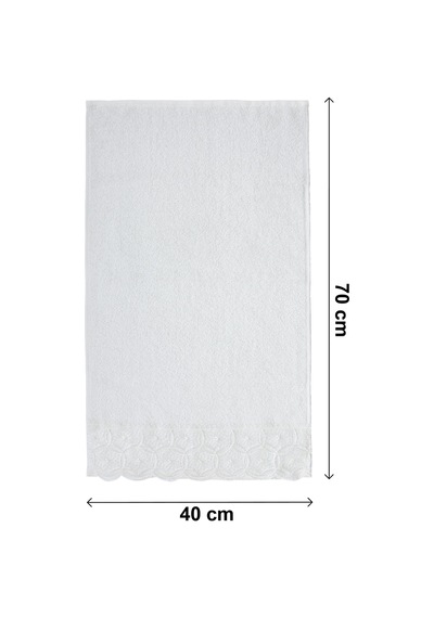 Dantelli Güpürlü Lüks %100 Pamuk Çeyizlik 6 Lı El Yüz Havlu Seti 40x70 - Beyaz - 4400 Beyaz