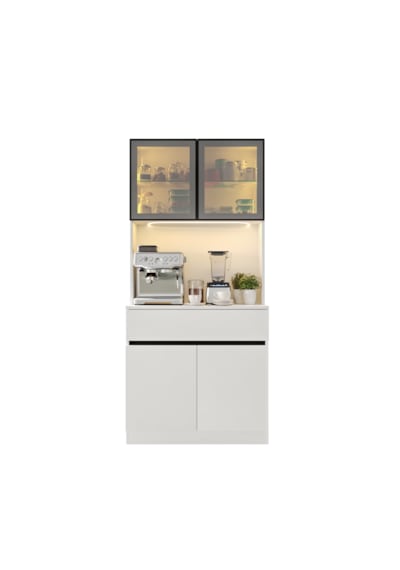 Lotus Mini Kahve Köşesi Komple Mdf Led Aydınlatmalı Mutfak Dolabı Beyaz