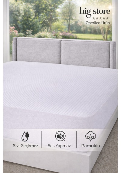 3d %100 Pamuk Örme Full Kenar Fitted Sıvı Geçirmez Alez / Yatak Koruyucu 7 Farklı Ebat Beyaz