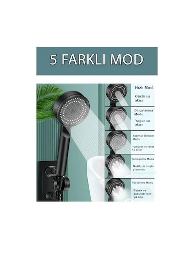 5 Fonksiyonlu Yüksek Basınçlı Duş Başlığı Diğer