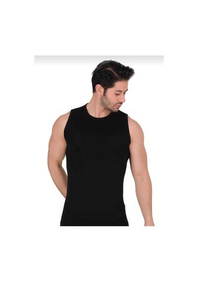 Berrak 1026 Erkek Süprem Kolsuz Likralı Bisiklet Yaka Atlet Tekli Siyah