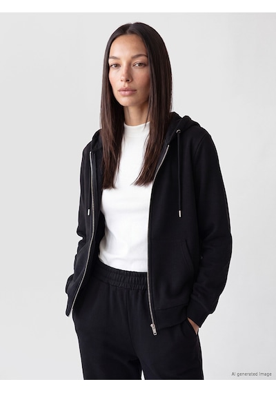 Lcw Everyday Siyah Kalın Oversize Kadın Fermuarlı Sweatshirt