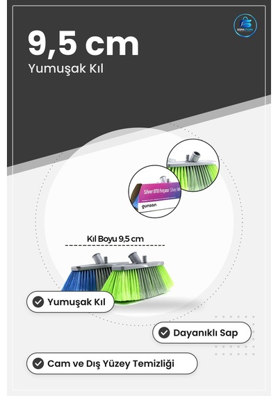 Oto Yıkama Fırçası Yumuşak Kıl 9,5 Cm Dayanıklı Sap Araç Cam Dış