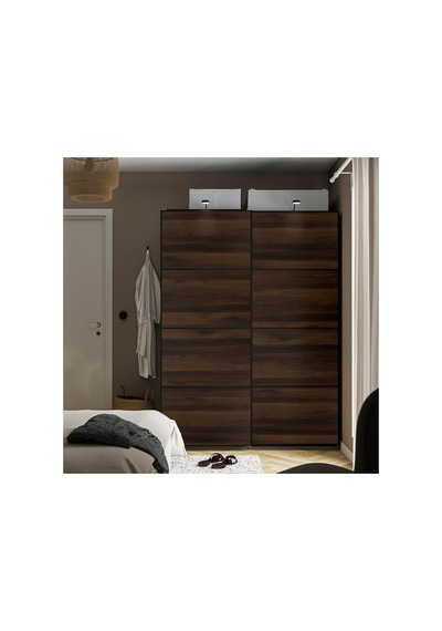 Ikea Mehamn Serisi, Sürgü Kapak, 75x201 Cm, Koyu Kahve-meşe Görünümlü