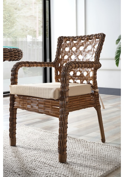 Evdemo Ayaz 2 Kişilik Rattan Bahçe Balkon Mutfak Masa Takımı Kahve Kahverengi