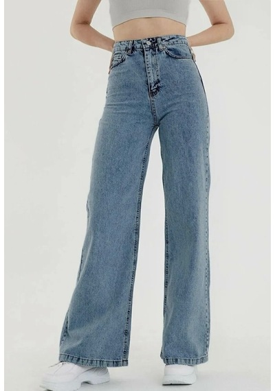 Kaizer Denim Süper Yüksek Bel Palazzo Kadın Pantolon Buz Mavi