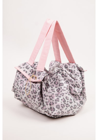 Fabric Craft Bag Yemek Taşıma Çantası Duck Kumaş Katlanabilir Büyük Boy Mutfak Taşıma Çantası Pembe - Gri