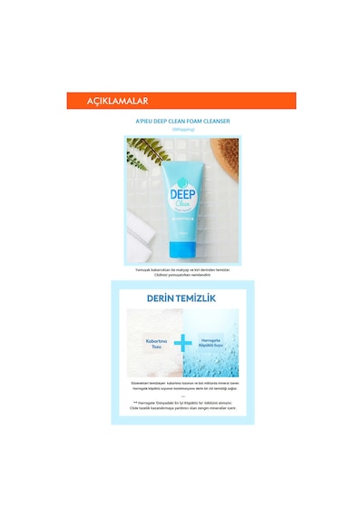Missha A'PIEU Deep Clean Sertleşmiş Ciltler için Nemlendirici Yüz Yıkama Köpüğü 130 ML