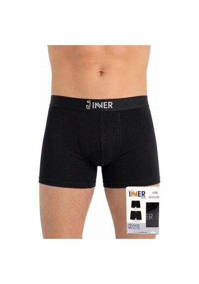 Just Inner Erkek 2 Li Modal Boxer Logo Lastikli Kutulu Günlük Rahat Kesim 135008 Siyah