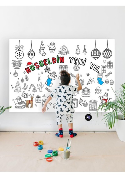 Postermanya Pster21293 Yılbaşı, Yeni Yıl Dev Boyama Kağıdı, Çocuklar Için Aktivite Boyama Rulosu 90x130cm