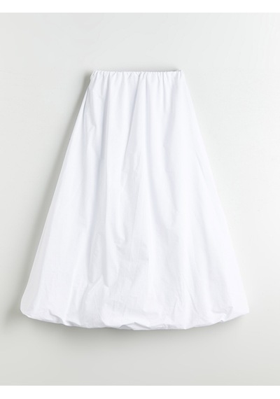 Lcwaıkıkı Classic Beyaz Beli Lastikli Poplin Balon Etek