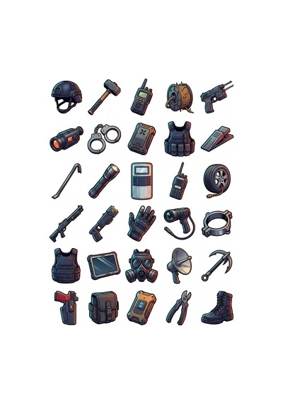 30 Adet Taktik Ekipman Sticker Seti - Laptop, Defter Ve Telefon Kılıfı İçin Çok Renkli