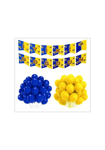 Taraftar Sarı Lacivert 20 Balon + Banner